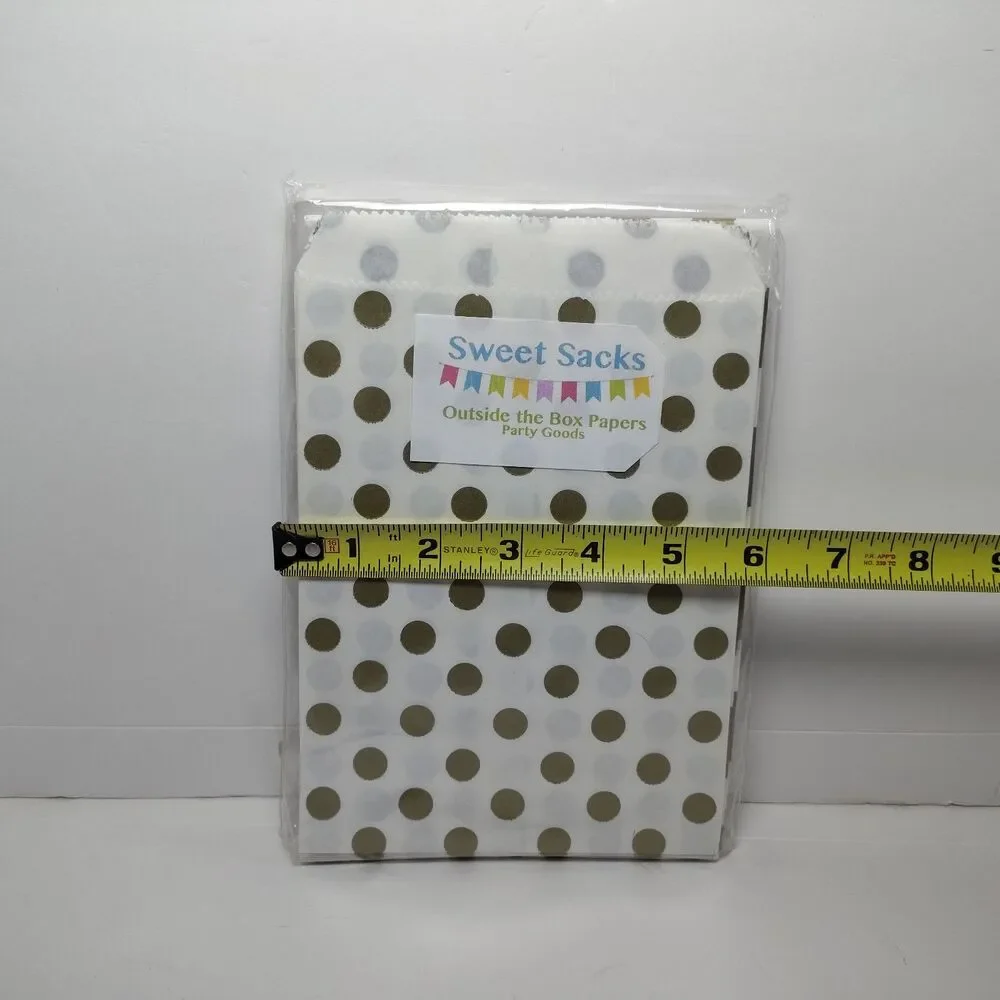 White Gold Paper Goodie Bags Party Supplies Assorted Patterns 2- 48 Count Packs